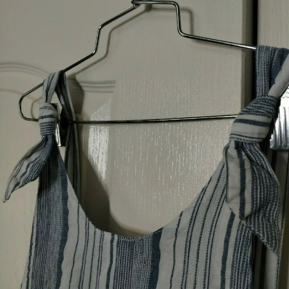 Habitual Girl Size 12 Blue White Striped Overall Romper Jumper elastic cuff